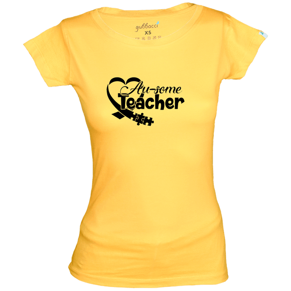 Gubbacci-India Boat Neck XS Women's Au-some Teacher T-Shirt - Autism Collection Buy Women's Au-some Teacher T-Shirt - Autism Collection