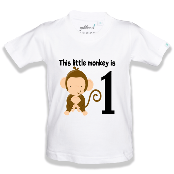 Gubbacci Apparel Kid's T-shirt 18 This Little Monkey is 1 T-shirt - 1st Birthday Collection Buy This Little Monkey is 1 T-shirt -1st Birthday Collection