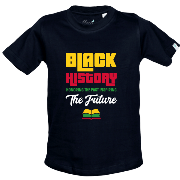 Gubbacci Apparel Kids Round Neck T-shirt 18 Black History Honouring the Past Inspiring the Future