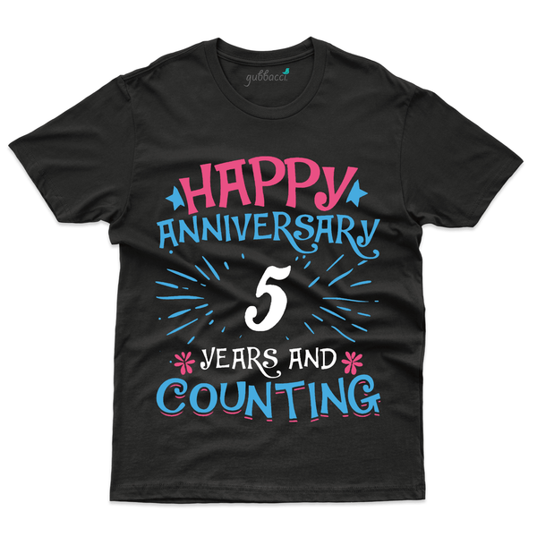 Gubbacci Apparel T-shirt S Happy Anniversary T-Shirt - 5th Marriage Anniversary Buy Happy Anniversary T-Shirt - 5th Marriage Anniversary