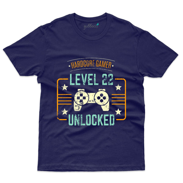 Hardcore Gamer Level 22 Unlocked T-Shirt - 22nd Birthday Collection - Gubbacci-India