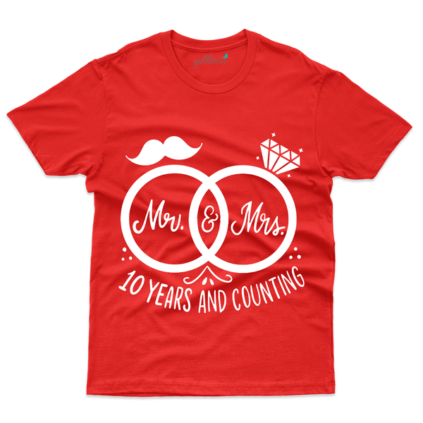 Gubbacci Apparel T-shirt S Mr & Mrs 10 Years and Counting - 10th Marriage Anniversary Buy Mr & Mrs 10 Years and Counting-10th Marriage Anniversary