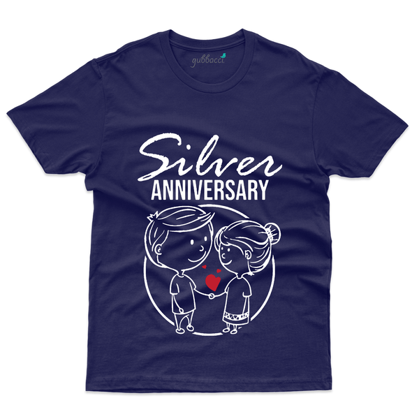 Gubbacci Apparel T-shirt S Silver Anniversary Couples T-Shirt - 25th Marriage Anniversary Buy Silver Anniversary T-Shirt - 25th Marriage Anniversary