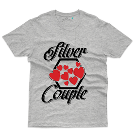 Unisex Silver Couple T-Shirt - 25th Marriage Anniversary
