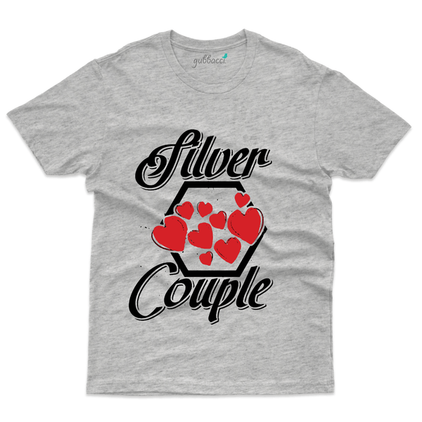 Gubbacci Apparel T-shirt S Unisex Silver Couple T-Shirt - 25th Marriage Anniversary Buy Unisex Silver Couple T-Shirt - 25th Marriage Anniversary