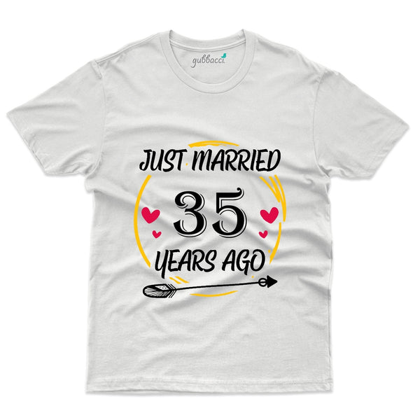 White Just Married 35 Years Ago T-Shirt - 35th Anniversary Collection - Gubbacci-India