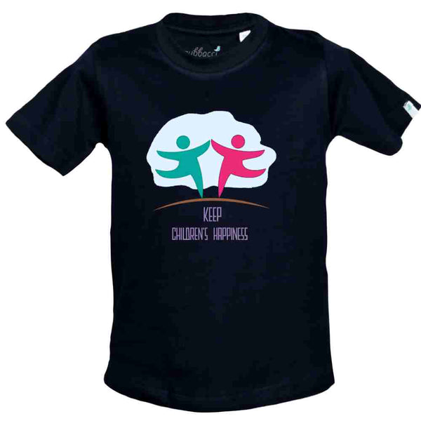 Black Keep Childrens Happy Custom T-shirts
