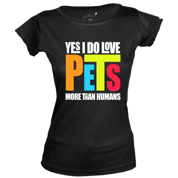 Gubbacci-India Boat Neck Love Pets More Than Human T-Shirt - Pet Print T-Shirt