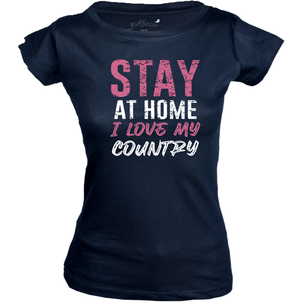 Gubbacci Apparel Boat Neck XS Stay at Home, I love my Country By Amit