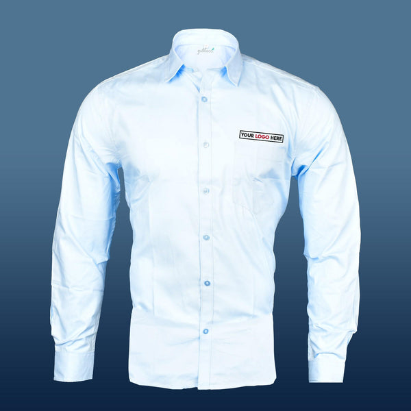 Gubbacci-India Customisable Formal Blue Shirt - Full Sleeve