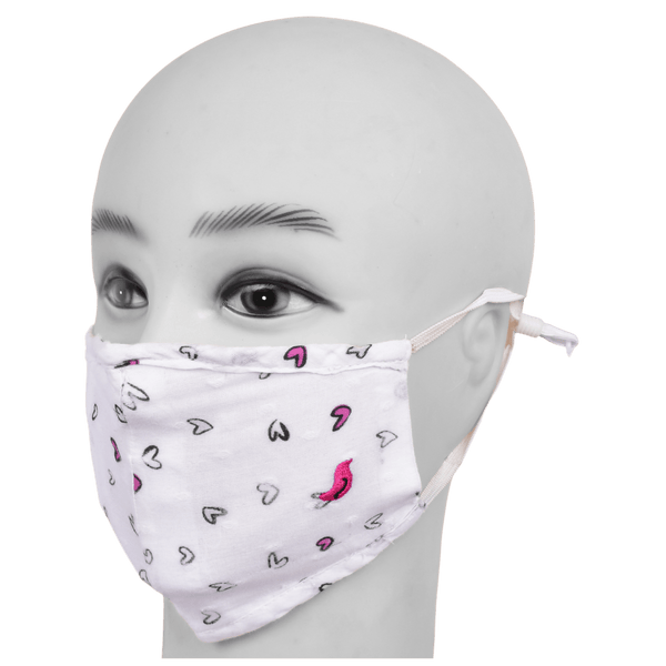 Gubbacci-India Face Mask Gubbacci Premium Plus Face Mask with Nose Clip & PM 2.5 Filter For Kids Aged (5-12 Years) - Pink Hearts