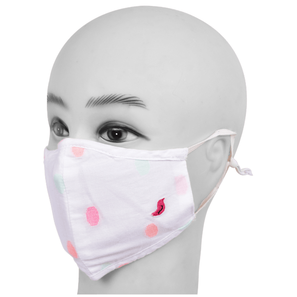 Gubbacci-India Face Mask Gubbacci Premium Plus Face Mask with Nose Clip & PM 2.5 Filter For Kids Aged (5-12 Years) - Polka Dots