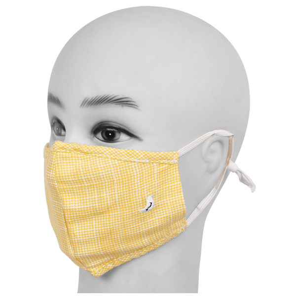 Gubbacci-India Face Mask Gubbacci Premium Plus Face Mask with Nose Clip & PM 2.5 Filter For Kids Aged (5-12 Years) - Yellow & White Stripes