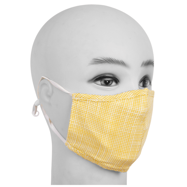 Gubbacci-India Face Mask Gubbacci Premium Plus Face Mask with Nose Clip & PM 2.5 Filter For Kids Aged (5-12 Years) - Yellow & White Stripes
