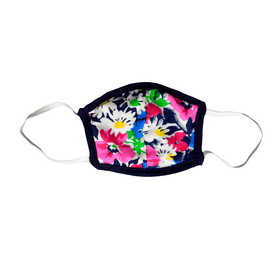 Gubbacci Cotton Reusable Small Face Mask With Elastic Ear Loop - ( Black with Flower)