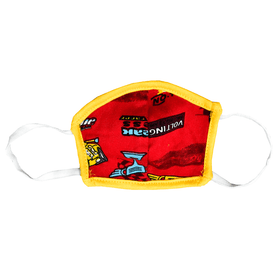 Gubbacci Cotton Reusable Small Face Mask With Elastic Ear Loop - ( Yellow with Red)