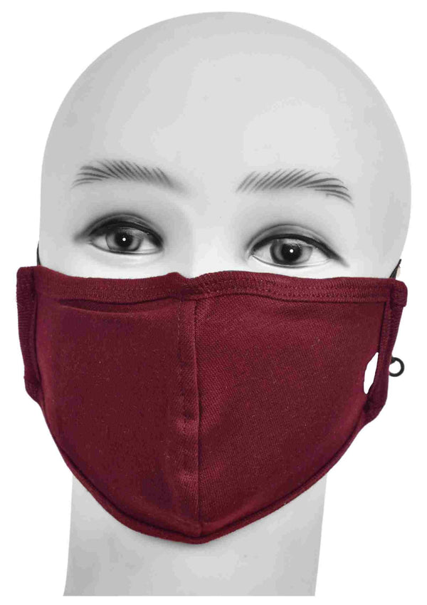 Gubbacci Standard Masks for Kids (5-12 Years)- Maroon - Gubbacci