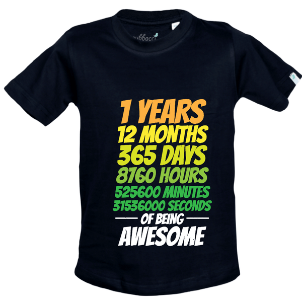 Gubbacci Apparel Kid's T-shirt 18 (12 Months) Kids 1 Year, 12 Months, 365 Days T-Shirt - 1st Birthday Collection Buy 1 Year,12 Months,365 Days Tshirt-1st Birthday Collection