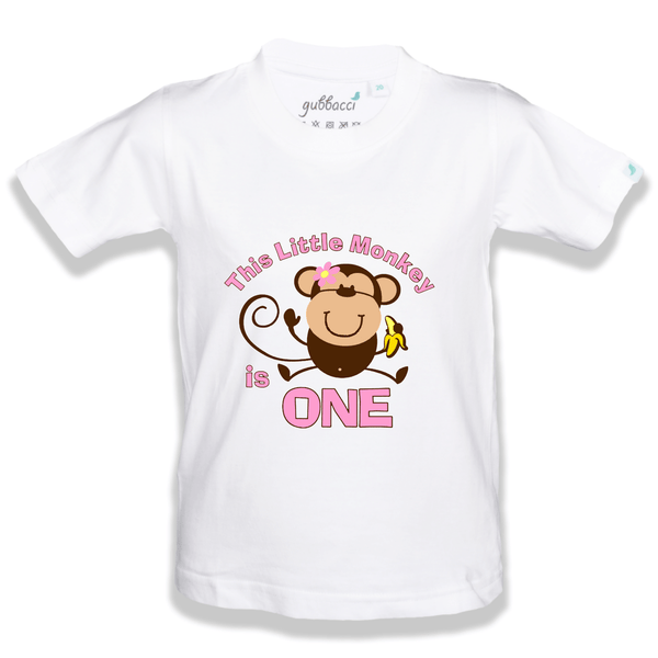 Gubbacci Apparel Kid's T-shirt 18 This Little Monkey Turns 1 T-Shirt - 1st Birthday Collection Buy This Little Monkey T-Shirt - 1st Birthday Collection