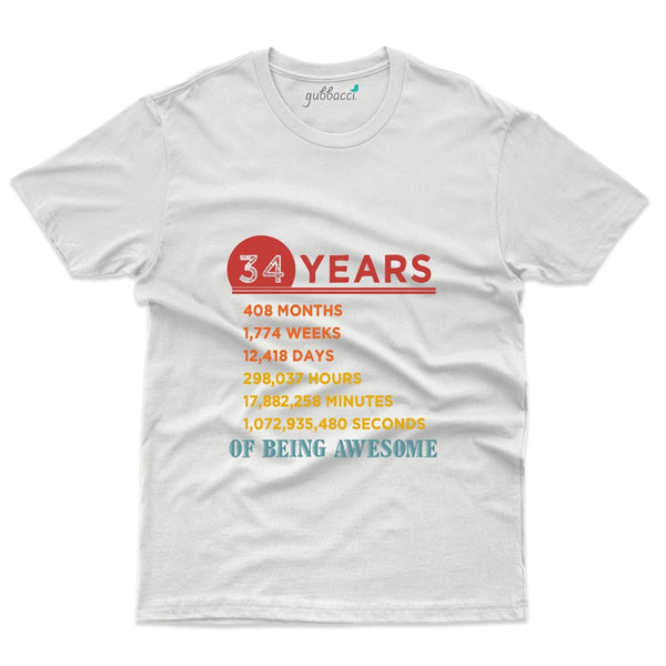 34 Years 2 T-Shirt - 34th Birthday Collection - Gubbacci-India