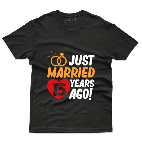 Black Juat Married 15 Years Ago T-Shirt - 15th Anniversary Collection - Gubbacci-India