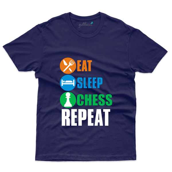 Gubbacci Apparel T-shirt S EAT SLEEP CHESS REPEAT T-Shirt - Board Games Collection Buy I Play Board Games T-Shirt - Board Games Collection