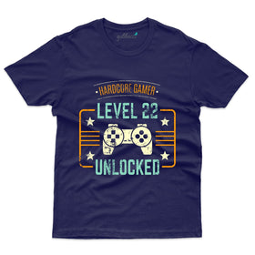 Hardcore Gamer Level 22 Unlocked T-Shirt - 22nd Birthday Collection
