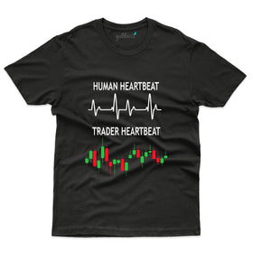 Human Heartbeat and Traders Heartbeat T-Shirt - Stock Market T-Shirt