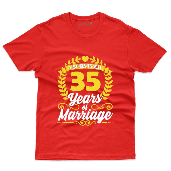 I Survived 35 Years Of Marriage T-Shirt - 35th Anniversary Collection - Gubbacci-India