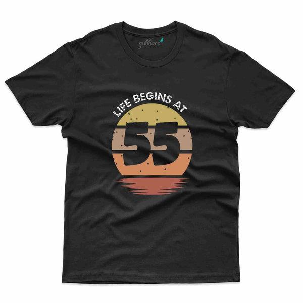 Life Begins 55 T-Shirt - 55th Birthday Collection - Gubbacci