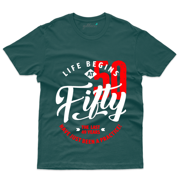 Gubbacci Apparel T-shirt S Life Begins at Fifty T-Shirt - 50th Birthday Collection Buy Life Begins at Fifty T-Shirt - 50th Birthday Collection