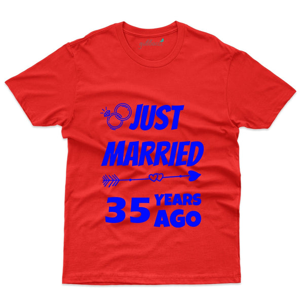 Red Just Married 35 Years Ago T-Shirt - 35th Anniversary Collection - Gubbacci-India