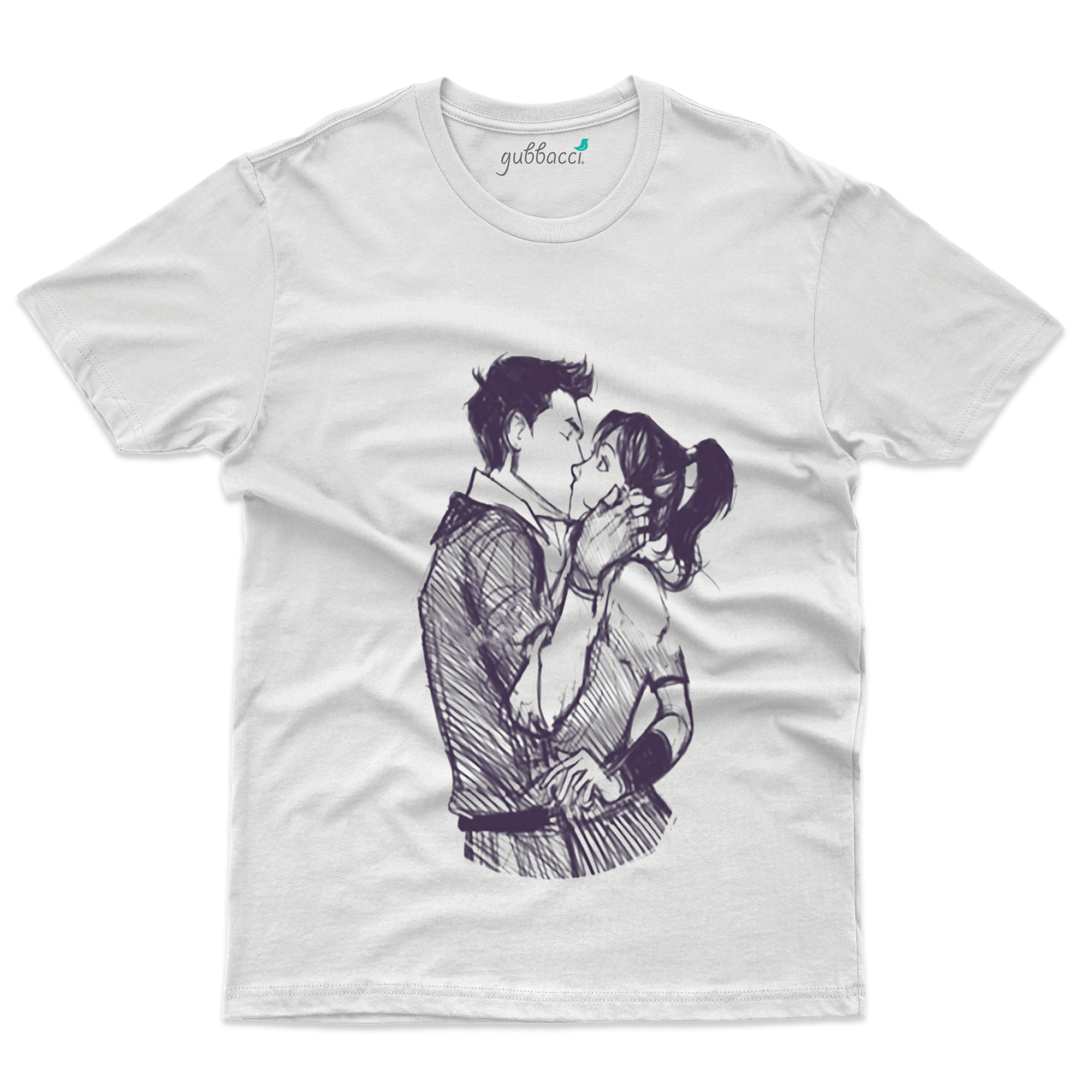 Unisex Kiss Design on T-Shirt - Love & More Collection | Gubbacci
