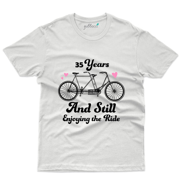 White 35 Years And Still Enjoying The Ride T-Shirt - 35th Anniversary Collection - Gubbacci-India