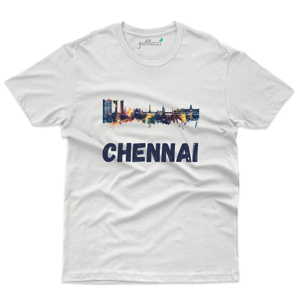 White Chennai City 2 T-Shirt - Skyline Collection - Gubbacci-India