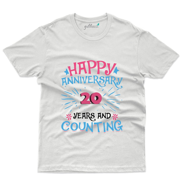 White Happy Anniversary T-Shirt - 20th Anniversary Collection - Gubbacci-India