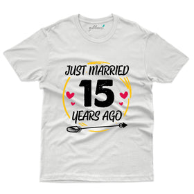 White Just Married 15 years Ago T-Shirt - 15th Anniversary Collection