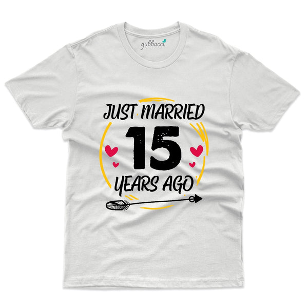 White Just Married 15 years Ago T-Shirt - 15th Anniversary Collection - Gubbacci-India